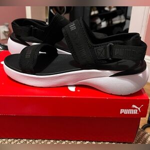 PUMA Black and White Sporty Sandals